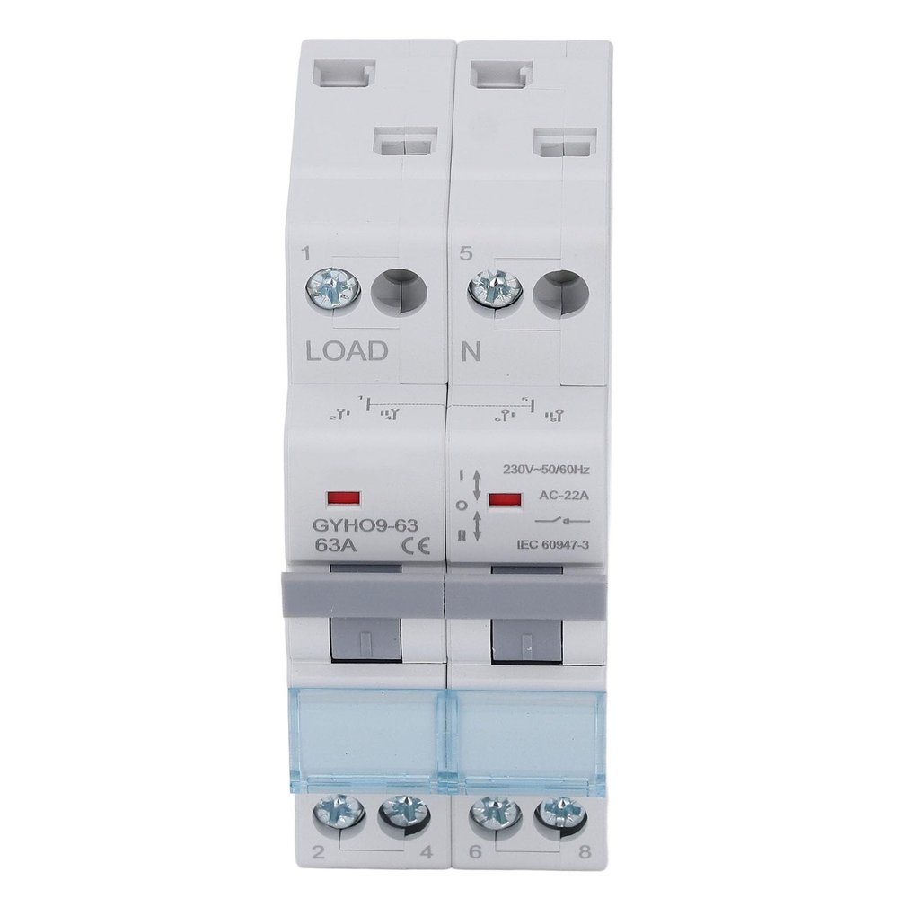 LICAEVEY Manual Transfer Switch, 2P 63A Dual Power Generator Switch for DIN Rail, 1600 VAC, IEC 60947-3