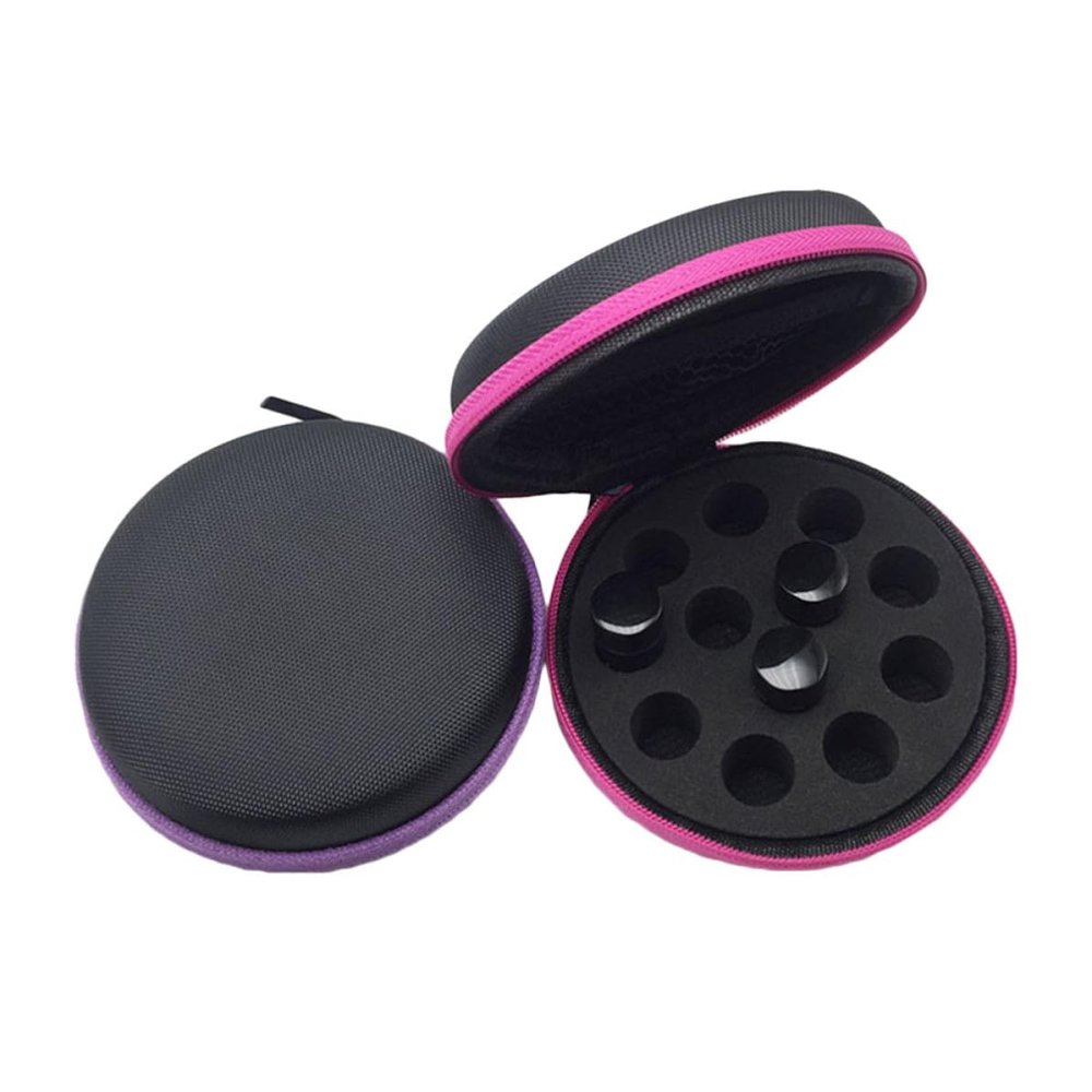 VOSAREA 2-Piece Nylon Essential Oil Storage Bag with 12 Round Compartments and Zipper Design, Lightweight and Portable for Travel and Aromatherapy, Random Color