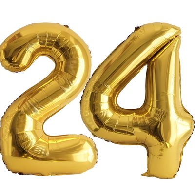 Gold Number 24/42 Foil Balloon, 40 in (100 cm), for 24th Birthday Decor