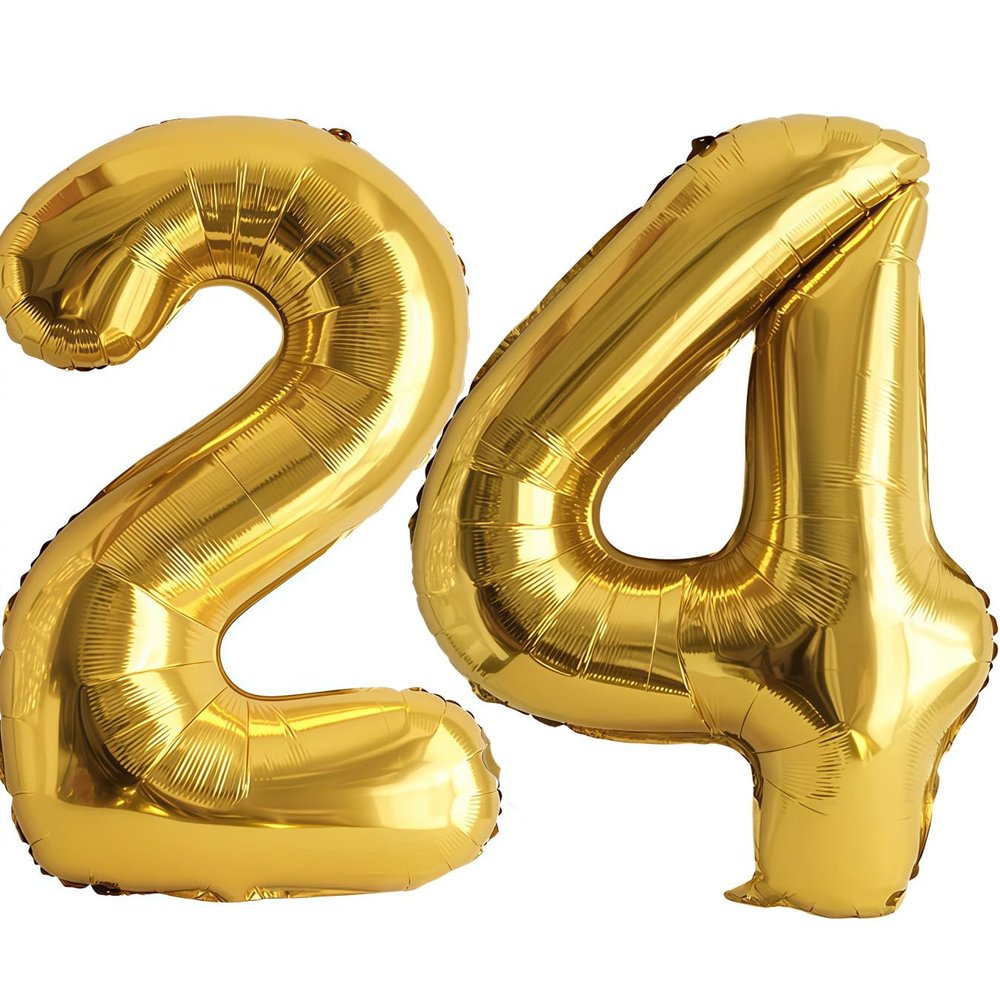 Gold Number 24/42 Foil Balloon, 40 in (100 cm), for 24th Birthday Decor