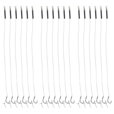 NINMORTH Barbless Hair Rigs, Sizes 6, 8, 10, for Carp Fishing, 30 Pieces with 5.4 kg Braid