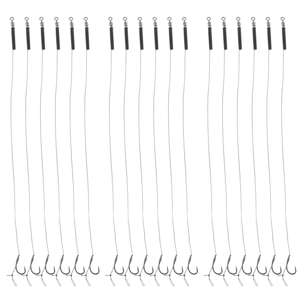 NINMORTH Barbless Hair Rigs, Sizes 6, 8, 10, for Carp Fishing, 30 Pieces with 5.4 kg Braid
