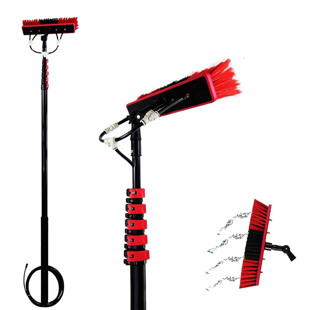GHFXSCV Extendable Telescopic Window Cleaning Pole Set with Water-Fed Brush