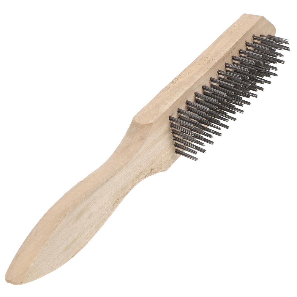 SHINEOFI Thick Wire Grill Brush with Reinforced Wooden Handle