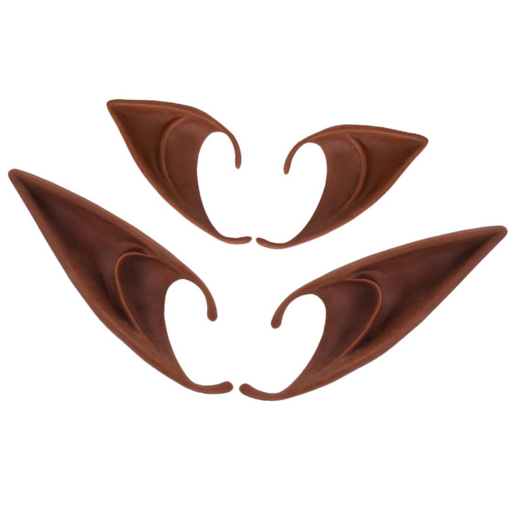 CHILDWEET 2 Pairs Reusable Latex Fairy Ears, Coffee