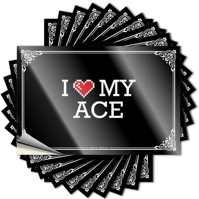 Scratch-Resistant Window Stickers, “I Love My Ace,” Matte UV-Resistant Print, 6 × 9 cm