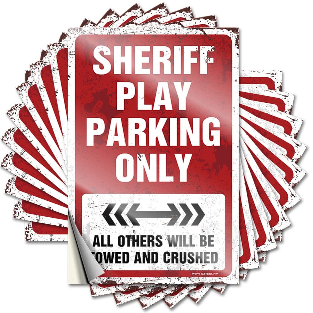 Bumper Sticker, Scratch-Resistant, Funny Matte Print, UV-Resistant, Sheriff Design, 12 x 18 cm