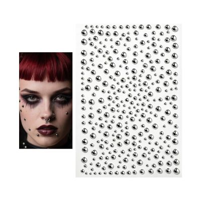 Punk Halloween Costume Face Jewelry Stickers with Silver Coating