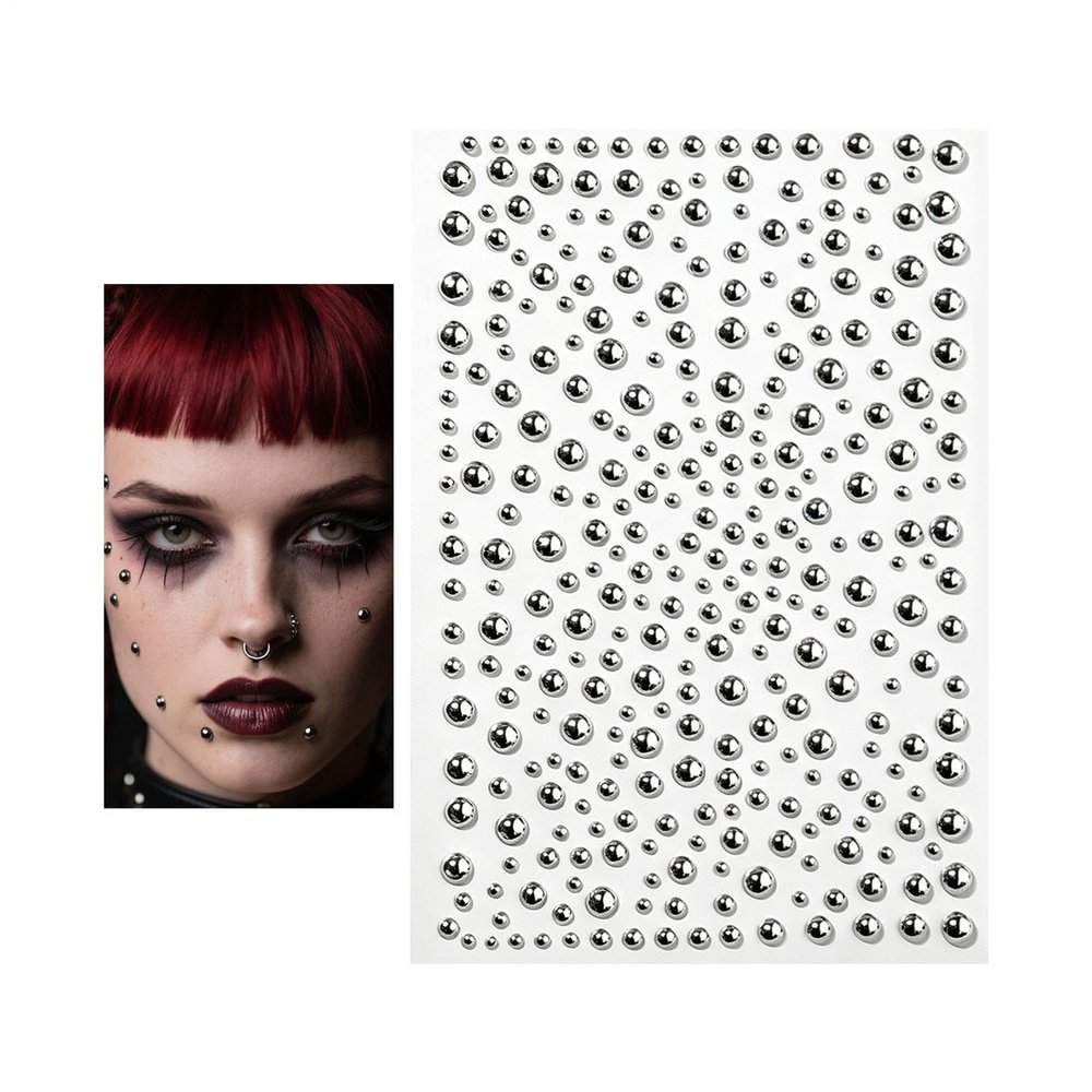 Punk Halloween Costume Face Jewelry Stickers with Silver Coating