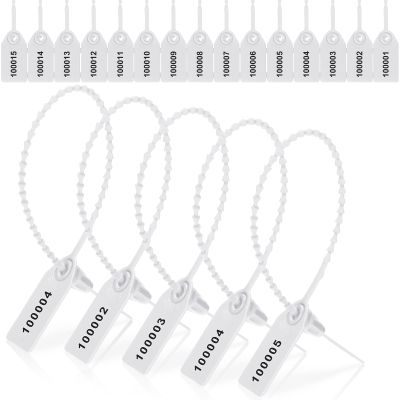 1000 Numbered Plastic Tamper-Evident Seals, 250 mm, White