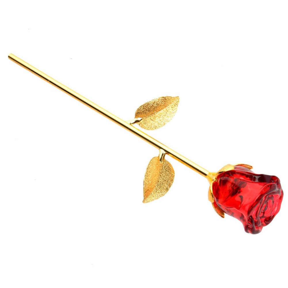 Gatuida Red Crystal Rose, Gold-Plated Long-Stem Rose Gift