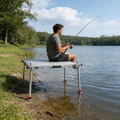 Portable Folding Fishing Platform Dock, Lightweight Aluminum Alloy, Multifunctional Deck for Deep-Water Fishing