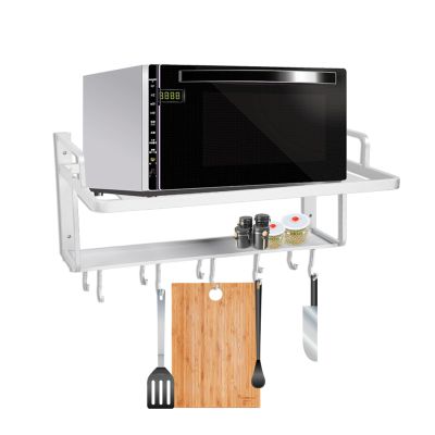Cosiki Double-Layer Space Aluminum Microwave Oven Stand and Kitchen Shelf Organizer
