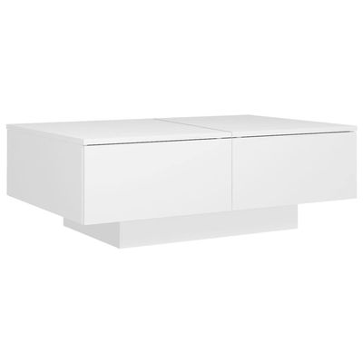 QJBSAVVA White Coffee Table, 90 x 60 x 31 cm, Modern Engineered-Wood Side Table