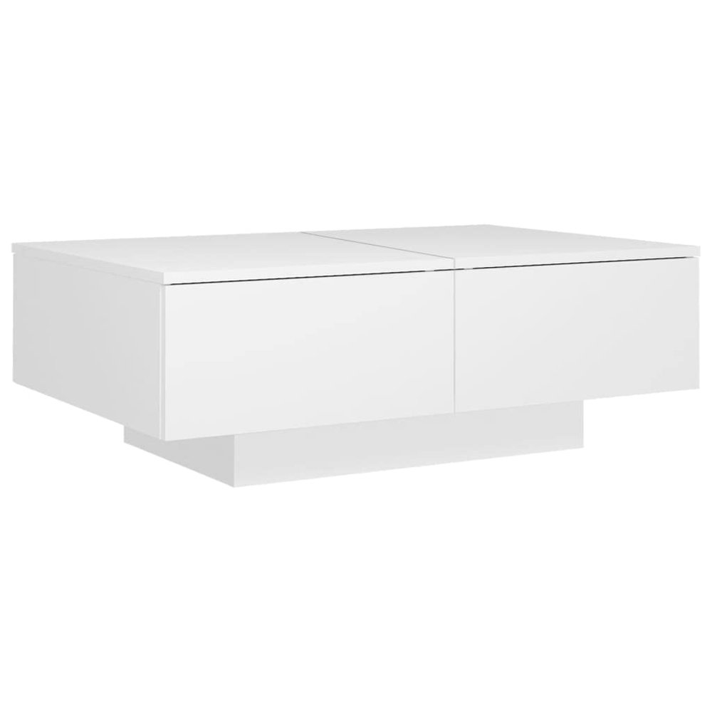 QJBSAVVA White Coffee Table, 90 x 60 x 31 cm, Modern Engineered-Wood Side Table