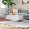 QJBSAVVA White Coffee Table, 90 x 60 x 31 cm, Modern Engineered-Wood Side Table view 2