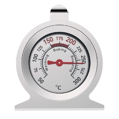 EffiFish Stainless Steel Oven Thermometer, 304-Grade Mechanical Gauge, 50–300°C/100–600°F, Heat-Resistant Glass Stand or Hanging Design, Black