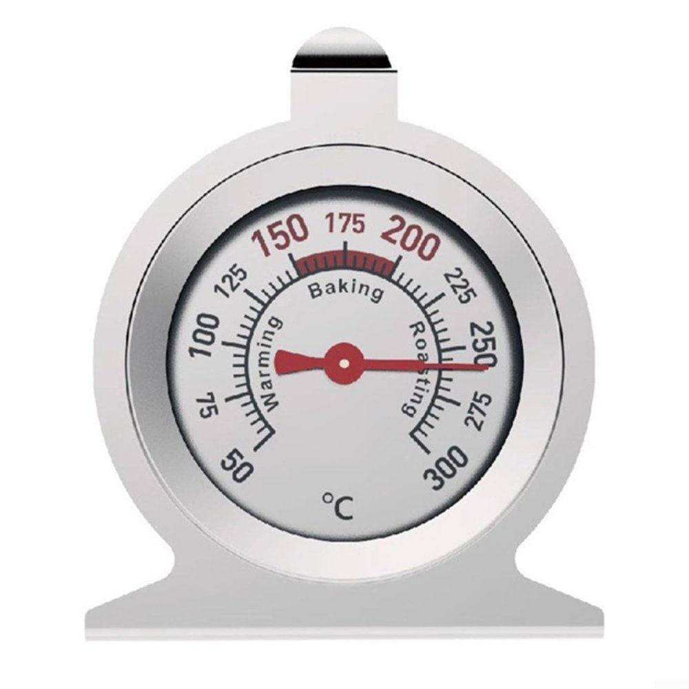 EffiFish Stainless Steel Oven Thermometer, 304-Grade Mechanical Gauge, 50–300°C/100–600°F, Heat-Resistant Glass Stand or Hanging Design, Black