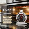 EffiFish Stainless Steel Oven Thermometer, 304-Grade Mechanical Gauge, 50–300°C/100–600°F, Heat-Resistant Glass Stand or Hanging Design, Black view 3