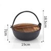 FQRDKT Hanging Aus with Wooden Lid, Cast-Iron Hot Pot view 3