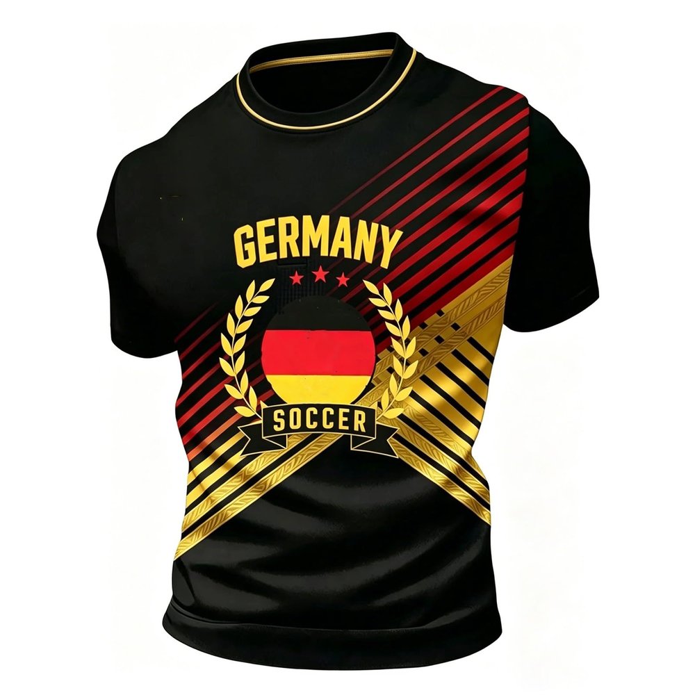 Germany Men's T-Shirt Retro Soccer Jersey with Eagle, 2026 World Cup Fan Tee, Black, XL