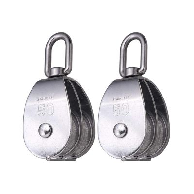 2-Pack 304 Stainless Steel Wire Rope Pulley Blocks, 500 kg Capacity