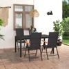 PTUGUOF 5-Piece Garden Dining Set with PE Rattan Chairs, Black and Brown view 1
