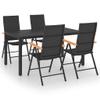 PTUGUOF 5-Piece Garden Dining Set with PE Rattan Chairs, Black and Brown view 2