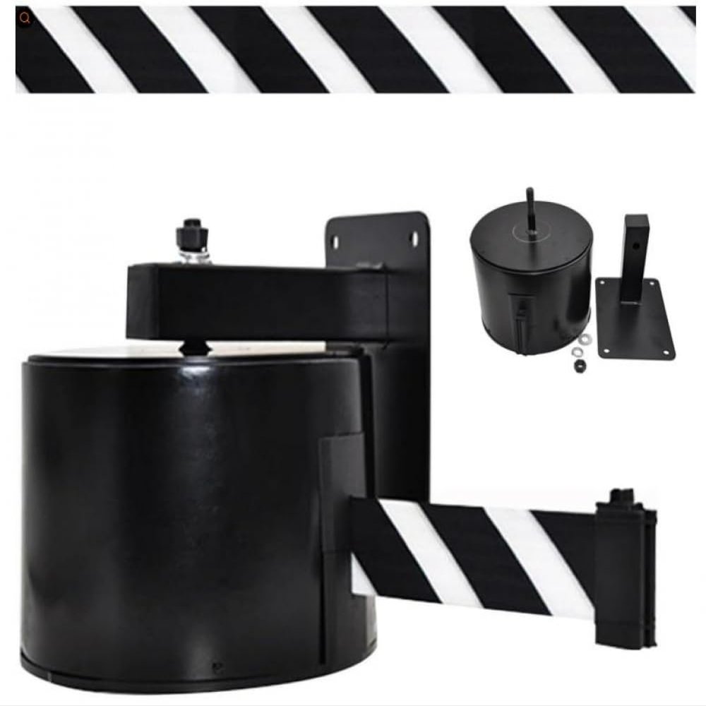 Retractable Crowd Control Belt Barrier, Wall-Mounted Queue Management System