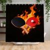 Hongduo 3D Table Tennis Shower Curtain, 180 x 200 cm, Waterproof Polyester, Washable with Rings view 2