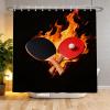 Hongduo 3D Table Tennis Shower Curtain, 180 x 200 cm, Waterproof Polyester, Washable with Rings view 3