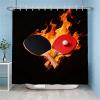 Hongduo 3D Table Tennis Shower Curtain, 180 x 200 cm, Waterproof Polyester, Washable with Rings view 4
