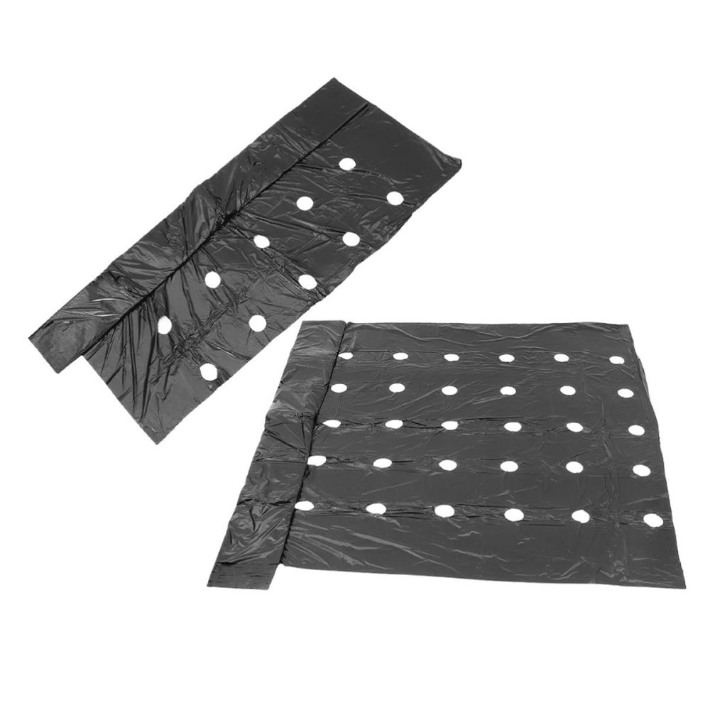 Lurrose 2-Piece Perforated PE Mulch Film, 0.95 x 10 m, Black