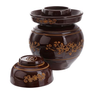 balacoo Ceramic Kimchi Container with Airtight Seal, Practical Home Storage Pot with Oriental-Inspired Modern Design, Assorted Style