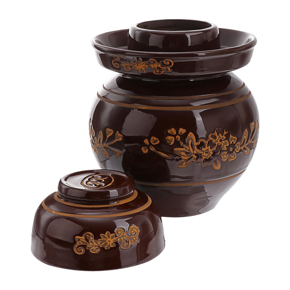 balacoo Ceramic Kimchi Container with Airtight Seal, Practical Home Storage Pot with Oriental-Inspired Modern Design, Assorted Style