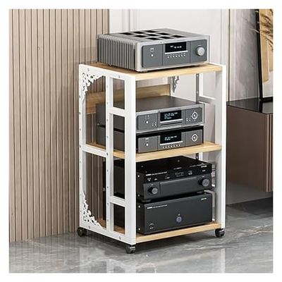 4-Tier AV Rack for Home and Office, Steel Media Shelf for CD/DVD Players and Game Consoles