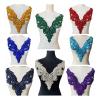 Beaded Lace Applique with Rhinestones, Color 12 view 2