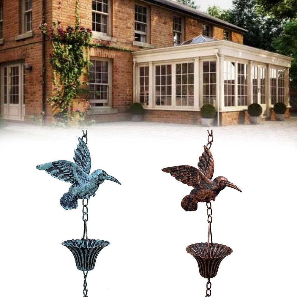 Lapiglo 2.6 m Metal Rain Chain for Garden and Patio, Brown