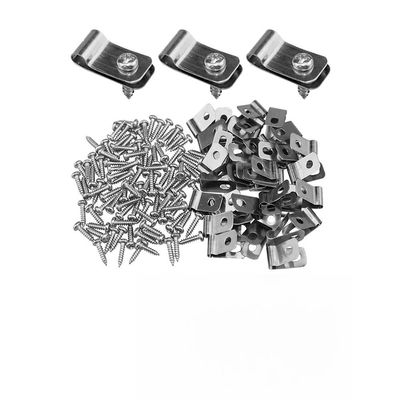 Opatiny 100-Piece Aluminum Wire Fence Clips with Screws, Silver