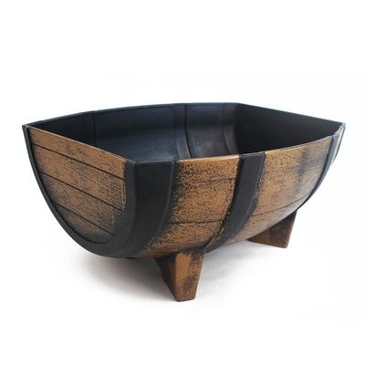 LatoYard Brown Plastic Wood-Look Planters, Set of 2
