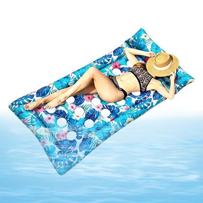 Inflatable Pool Lounger with Tropical Leaf Print