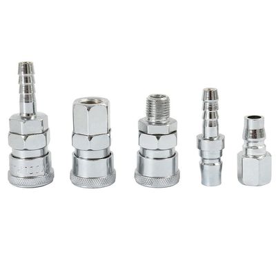 KiraKira Air Hose Quick Coupler Set, Tinned Iron, 8 Sizes, Silver, 18 Pieces