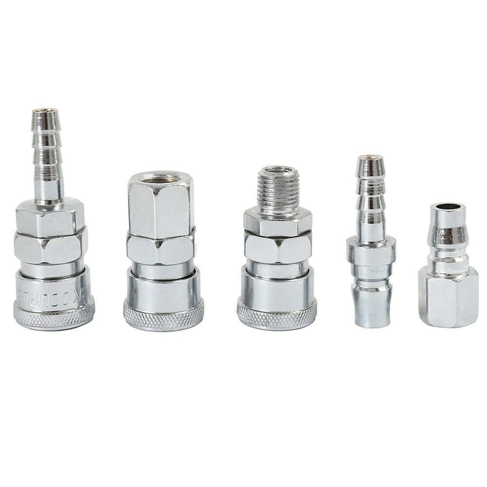 KiraKira Air Hose Quick Coupler Set, Tinned Iron, 8 Sizes, Silver, 18 Pieces