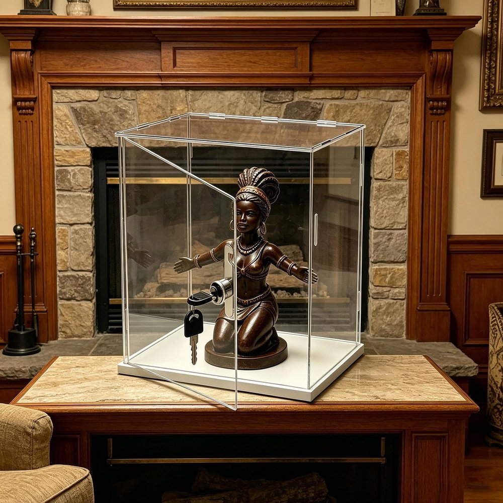 Lockable Freestanding Acrylic Tabletop Display Case, 25 x 45 x 50 cm