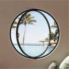 360° Rotating Round Aluminum Pivot Window with Glazing, Flush-Mounted Tempered Glass, Black Ripple, D90 cm/35.4 in view 3