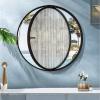 360° Rotating Round Aluminum Pivot Window with Glazing, Flush-Mounted Tempered Glass, Black Ripple, D90 cm/35.4 in view 4