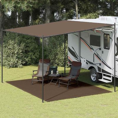 QUAHEAS Tent Carpet 300 x 400 cm, Brown, HDPE, Weather-Resistant and Breathable