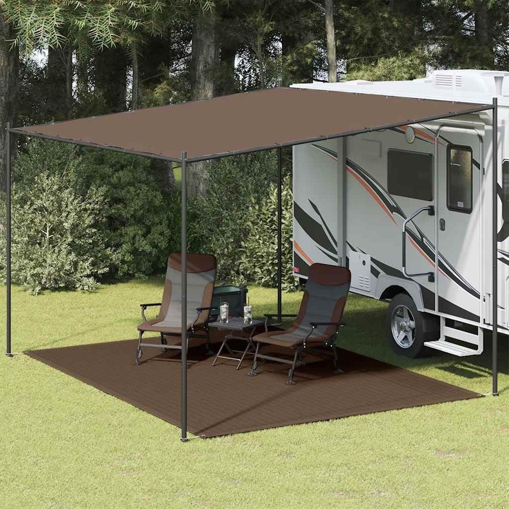 QUAHEAS Tent Carpet 300 x 400 cm, Brown, HDPE, Weather-Resistant and Breathable
