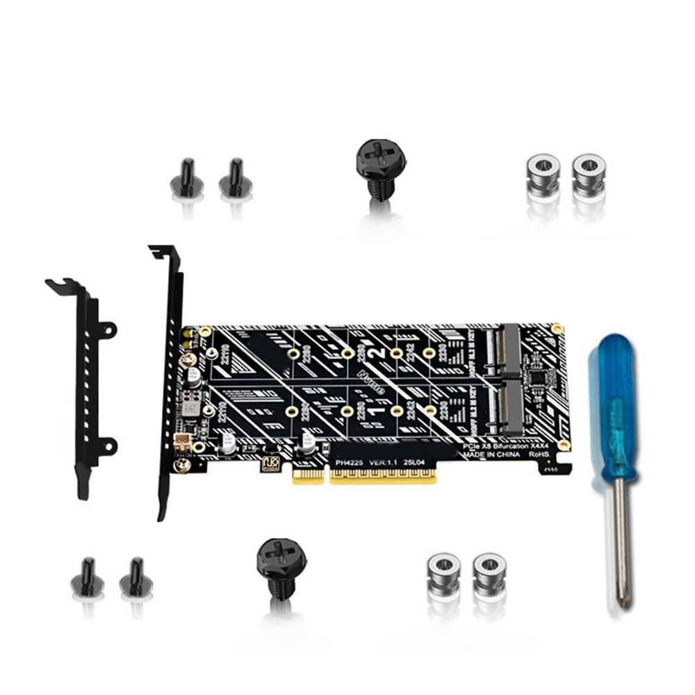 Kalttoy PCIe-to-NVMe Dual-Bay Adapter Board for Two NVMe Drives