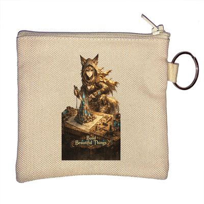 Crafting Magical Fantasy Castle Model Keychain Coin Purse, Beige